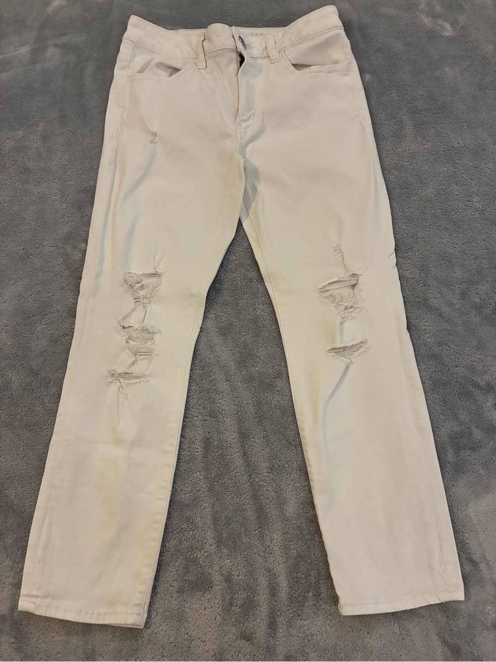 Women’s American Eagle White Distressed Super Stretch Jegging Crop Jeans Size 8